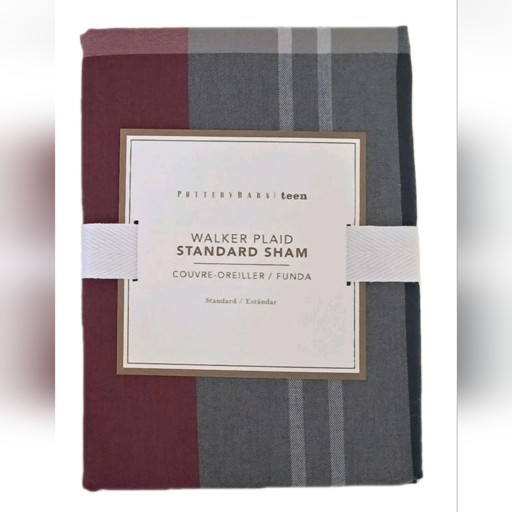 Pottery Barn Teen Walker Plaid Standard Sham 100% Cotton